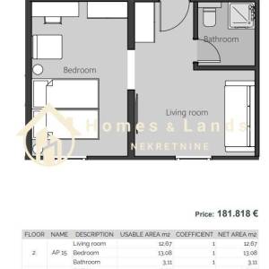 Crikvenica,centar,2-soban namješten stan (AP15) m2 BEZ parkinga