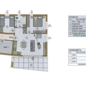 Dvosoban stan s velikim vrtom 100 metara do rive.