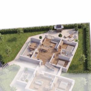 Dvosoban stan s vrtom i pogledom na more u Rogoznici