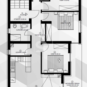 Trosoban stan, novogradnja, Pješčana uvala - pogled na more, 400m od plaže