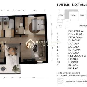Zagreb,Črnomerec,4-soban stan 82,47m2(102B),balkonom i loggiom,1.kat