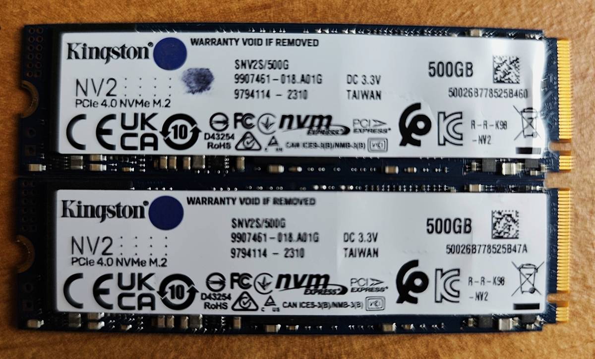 2 x 500gb SSD2 PCIe Gen.4 NVMe M.2 Kingston