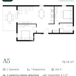 2soban stan na 2. katu s pogledom na more, lift, novogradnja