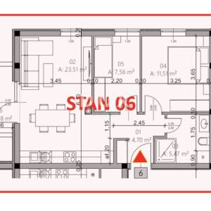 ISTRA, PULA - Dvosobni stan 54,84 m2