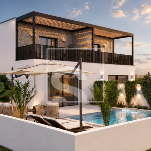 Moderna dvojna kuća s 3 spavaće sobe i bazenom blizu granice