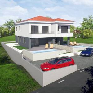 Novogradnja MALINSKA - Dvojna kuća s bazenom