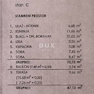 OPATIJA, LOVRAN - stan 87m2, DB+2S, 1.kat s panoramskim pogledom na more 