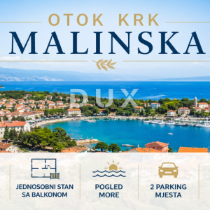 OTOK KRK, MALINSKA - Stan sa pogledom na more