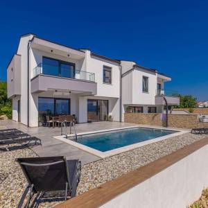 OTOK KRK, RISIKA - Dvojna kuća s pogledom na more i bazenom