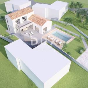 OTOK KRK, VRBNIK (okolica) - Građevinsko zemljište 916 m2 s projektom za kuću s bazenom 