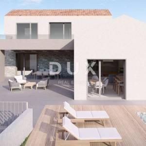 OTOK KRK, VRBNIK (okolica) - Građevinsko zemljište 916 m2 s projektom za kuću s bazenom 