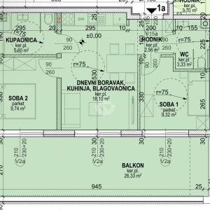 Pag-Povljana, prvi red do Mora, 2 sobni stan 74 m2 -Terasa, Garaža i podrum