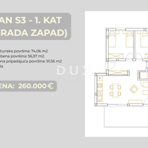 ŠIBENIK, BRODARICA – NOVOGRADNJA, terasa 15 m² i garaža, 270 m od mora
