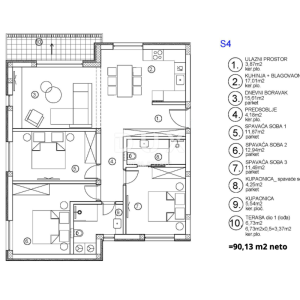 ŠIBENIK, VODICE – Trosobni stan u novogradnji s garažom, spremištem i krovnom terasom 102 m² s pogledom na more