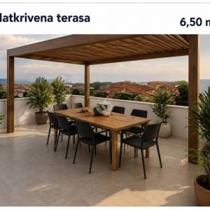 Hrvatska, Zadar, Pag, Povljana, 3-soban stan 200m2 Novogradnja, krovna terasa s bazenom i vanjskom kuhinjom