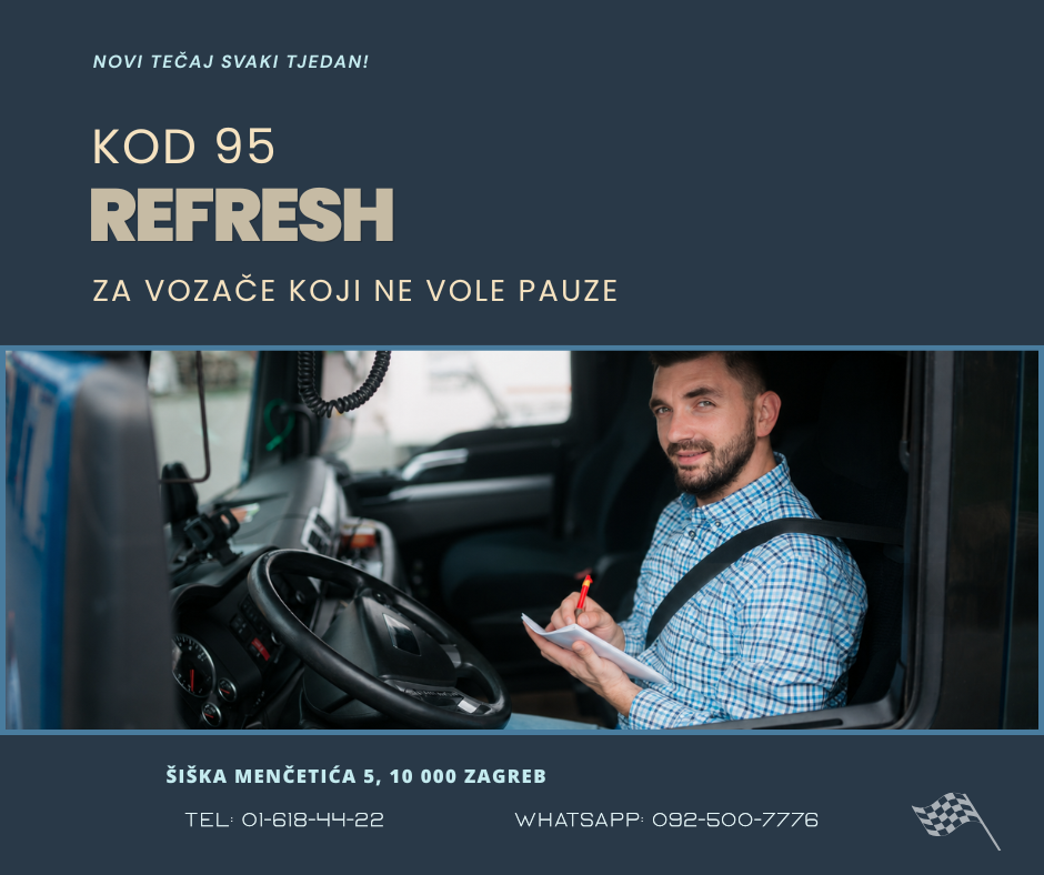 KOD 95 ZA PROFESIONALNE VOZAČE – Novi tečaj svaki tjedan u Zagrebu