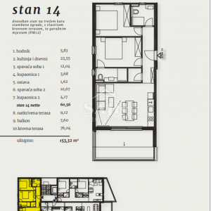 Okrug/Dvosoban stan s krovnom terasom S14