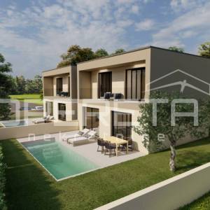Poreč okolica, Istra – novogradnja s bazenom i pogledom na more
