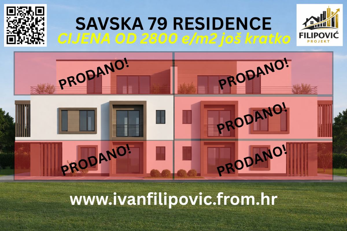 POSLJEDNJI STAN! Savska 79 Residence – 95 m², 3 sobe, 2 kupaonice
