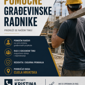 Tražimo radnike u pomoćnim i završnim građevinskim radovima