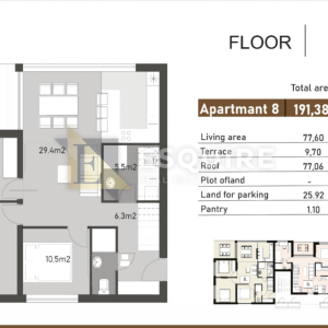 NIN - Trosoban penthouse S8 u luksuznoj novogradnji 1. kat - 110m2
