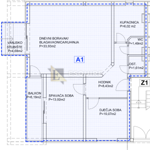 PRIVLAKA - Dvosoban stan A1 s vrtom - 93m2