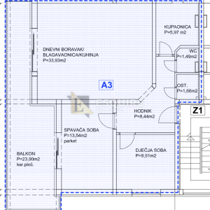 PRIVLAKA - Dvosoban stan A3 na 1. katu - 89m2