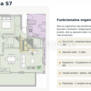 PRIVLAKA - Lux novogradnja 1. red do mora - Trosoban penthouse S7 - 131m2