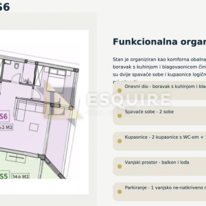 PRIVLAKA - Lux novogradnja 1. red do mora - Dvosoban stan S6 na 1. katu - 76m2