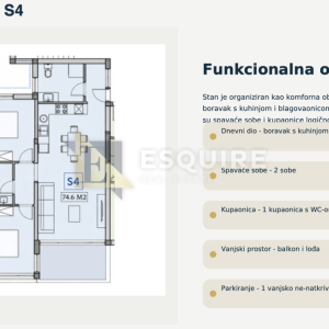 PRIVLAKA - Lux novogradnja 1. red do mora - Dvosoban stan S4 na 1. katu - 74m2