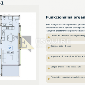 PRIVLAKA - Lux novogradnja 1. red do mora - Dvosoban stan S1 s vrtom - 79m2