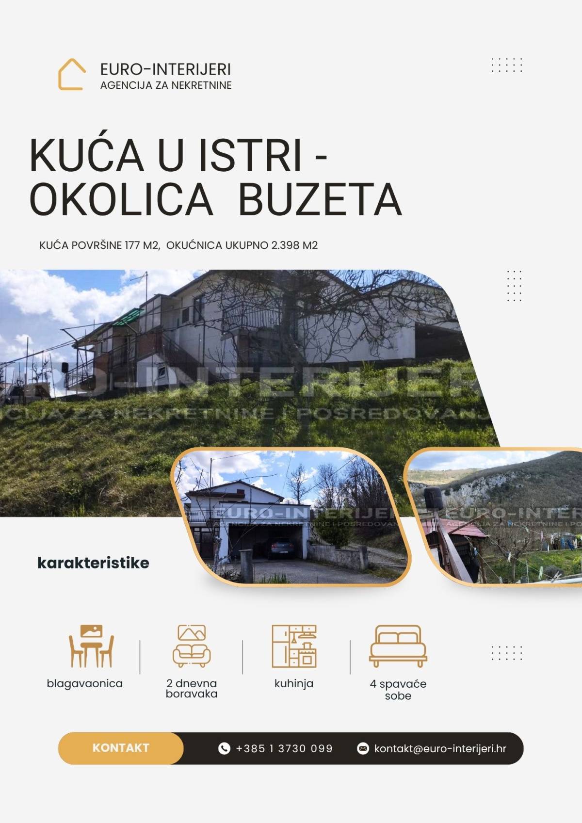 Prodajemo kuću u Istri - okolica Buzeta s dvorištem i voćnjakom