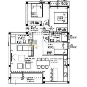 ZADAR - SUKOŠAN Trosoban penthouse S6 na 2. katu od 84 m2!!