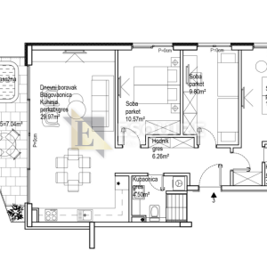 ZADAR - SUKOŠAN - Trosoban stan S03, 20m od mora - 88m2