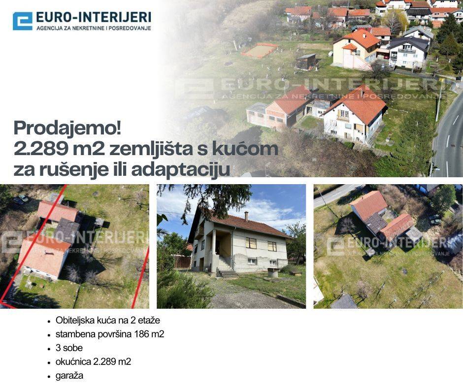 Zemljište Zagreb - Bizek - 2.289 m² s kućom za rušenje-bez provizije!