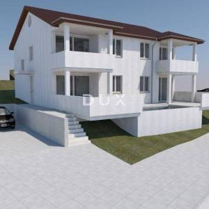IČIĆI, POLJANE- dvije započete gradnje 900m2 s panoramskim pogledom na more + okoliš 1960m2 