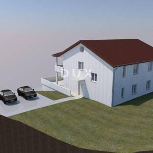 IČIĆI, POLJANE- dvije započete gradnje 900m2 s panoramskim pogledom na more + okoliš 1960m2 