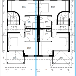 IČIĆI, POLJANE- dvojna kuća - započeta gradnja 225m2 s panoramskim pogledom na more + okoliš 620m2 