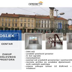 Najam, Ured, Osijek-Centar, Trg Ante Starčevića, 343m2