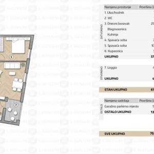 ZADAR - BELAFUŽA - Dvosoban stan na 1. katu s liftom, garažno mjesto - 68m2
