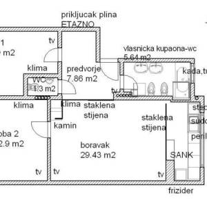 Zagreb-Sigečica, namješten 3-sobni stan 72m2, 1. kat