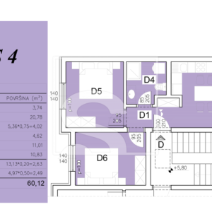 Dvosoban stan, novogradnja, Šijana, Pula - 60.12m2, 2. kat