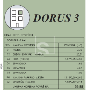Dvosoban stan, novogradnja, Šijana, Pula - 76.66m2 + garaža
