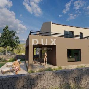 Krk, Vrh, građevinska zemljišta, 1.060 m2, s projektom