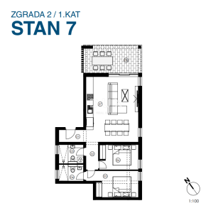 Murter, Jezera, trosobni stan, 79 m2, pogled na more