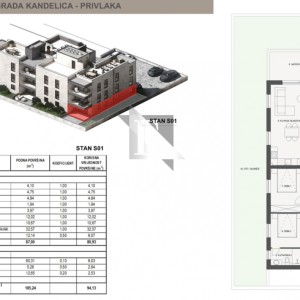 PRIVLAKA - SABUNIKE - Dvosoban stan S1 s vrtom - 94m2