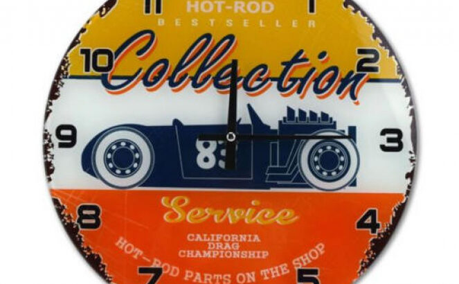 Hot Rod vintage dizajn,unikatni stakleni zidni sat,NOVO !!!