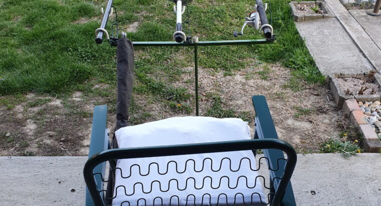 Ribički štap, čelični držač štapova i ribička stolica