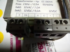 Transformator 230V/12VAC/12VDC, 100VA