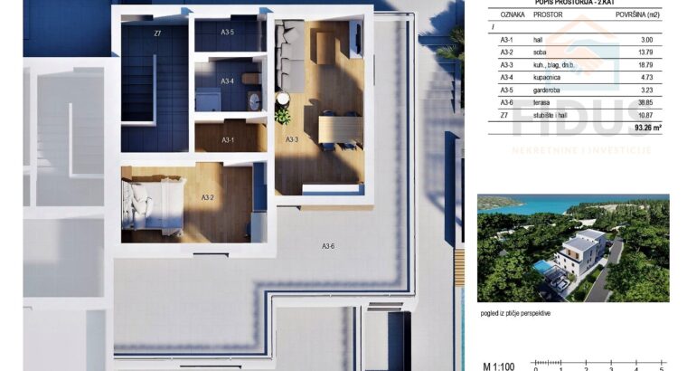 Projekt vile s bazenom (3 apartmana) – Milna (otok Brač)
